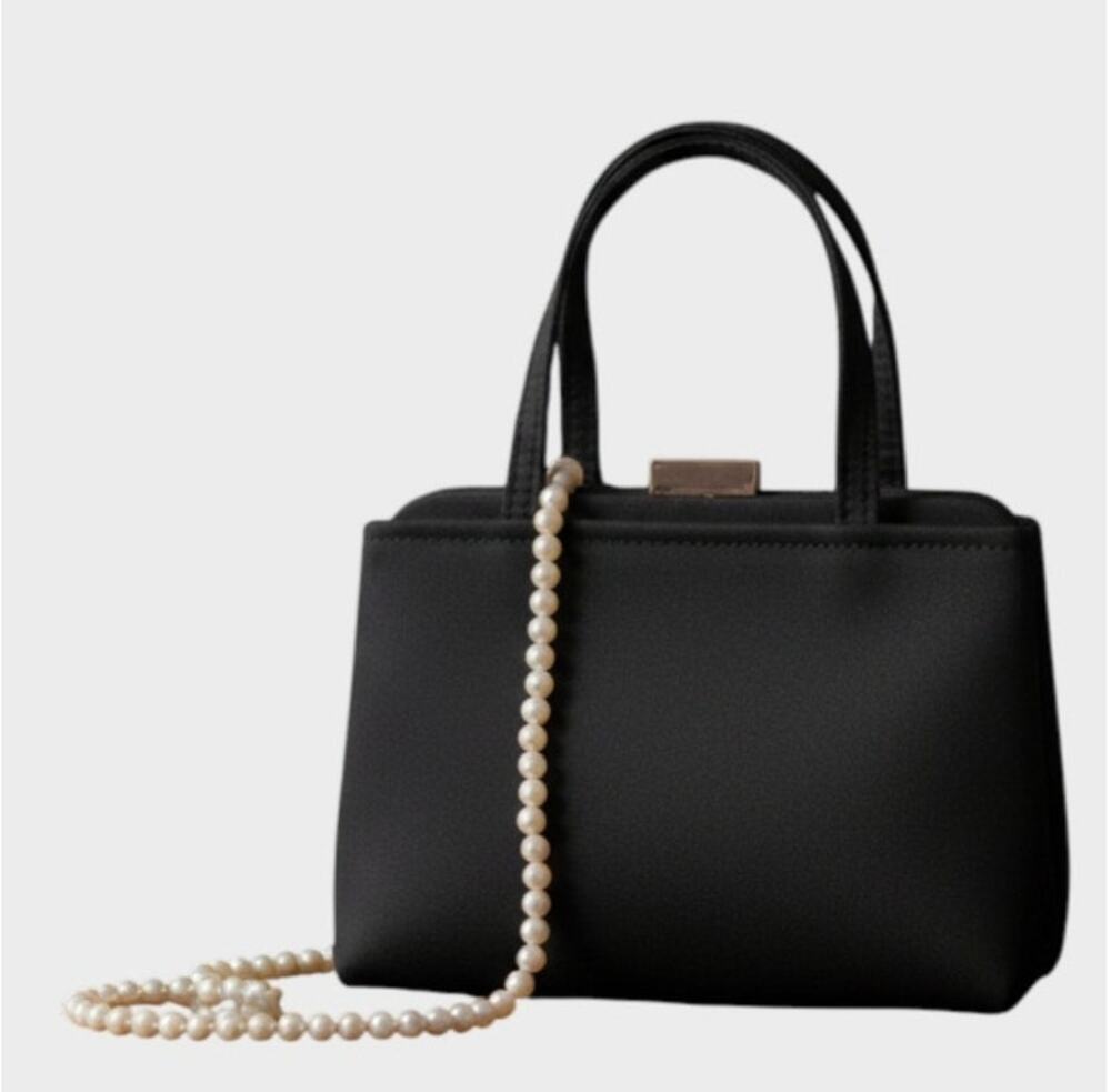Unbranded Black Satin SmallHandbag Purse 6" x 5" x 3"